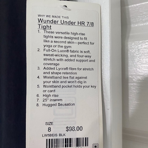 Lululemon black cropped leggings size 8 - Picture 4 of 5